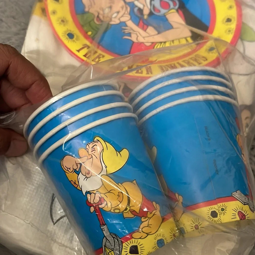 Vintage Disney Snow White Birthday Party Pack Plates cup table cloth NEW